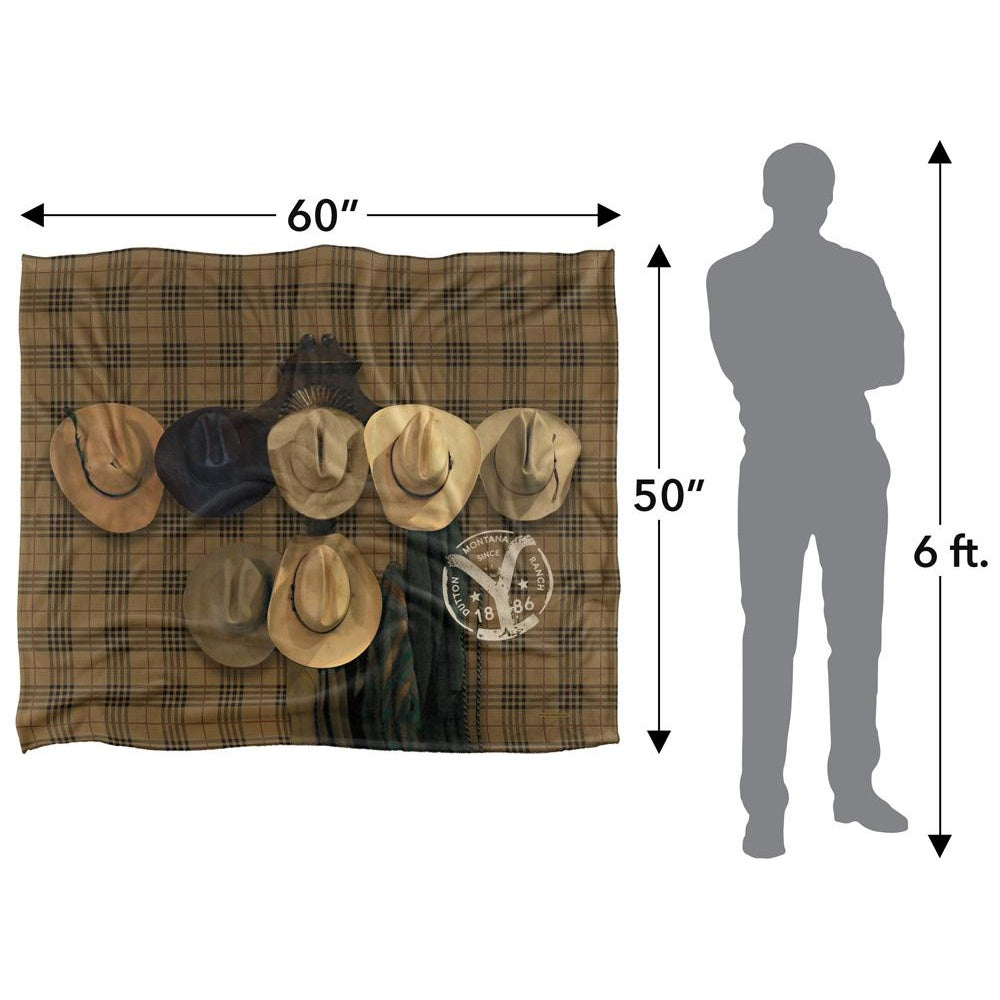 Multicoloured - Pack Shot - Yellowstone Hats Off Silky Supersoft Blanket