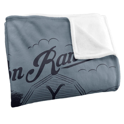Grey-Black - Side - Yellowstone Dutton Ranch Silky Horse Supersoft Blanket