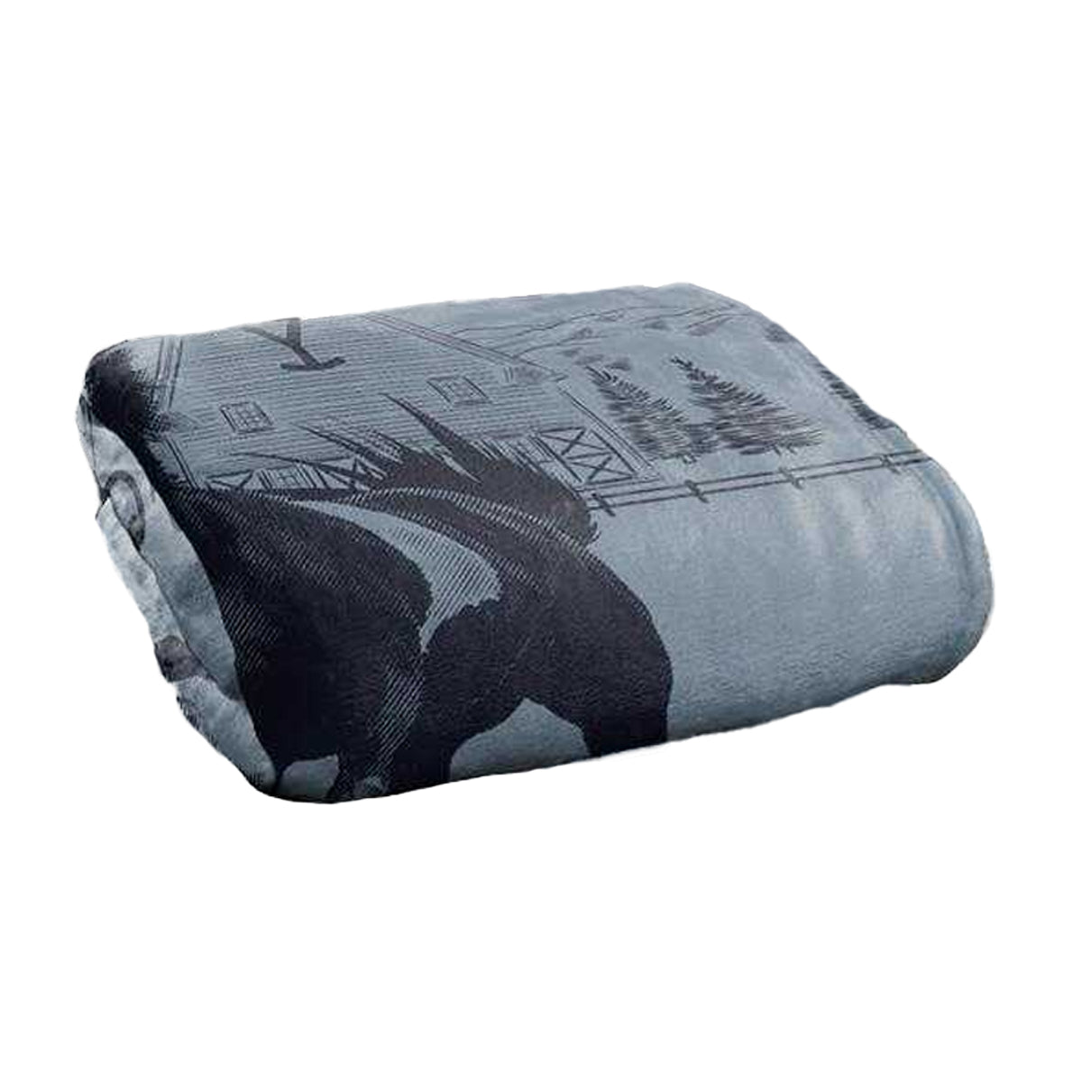Grey-Black - Back - Yellowstone Dutton Ranch Silky Horse Supersoft Blanket