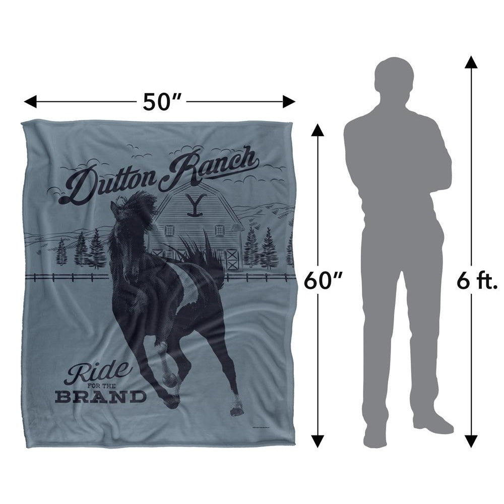 Grey-Black - Pack Shot - Yellowstone Dutton Ranch Silky Horse Supersoft Blanket