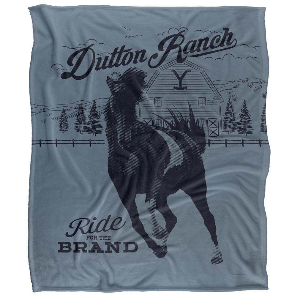Grey-Black - Front - Yellowstone Dutton Ranch Silky Horse Supersoft Blanket