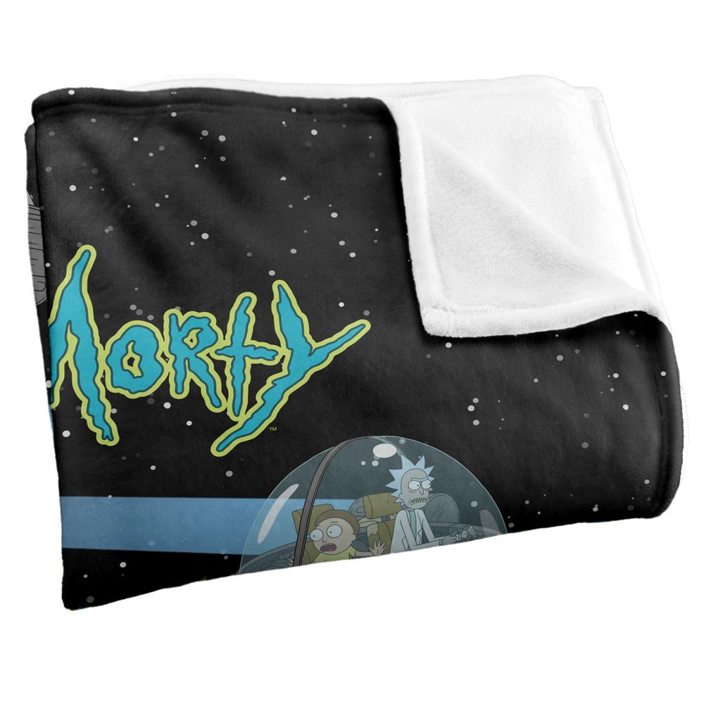 Black-Multicoloured - Side - Rick And Morty Silky Space Supersoft Blanket