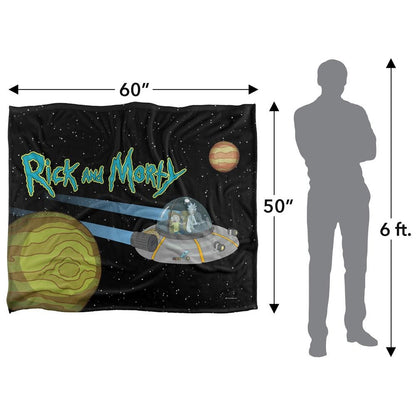 Black-Multicoloured - Pack Shot - Rick And Morty Silky Space Supersoft Blanket