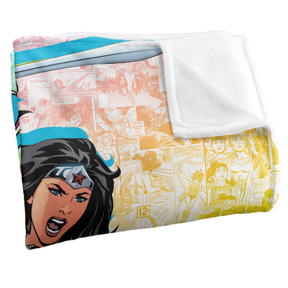 Multicoloured - Side - Wonder Woman Silky Comic Supersoft Blanket