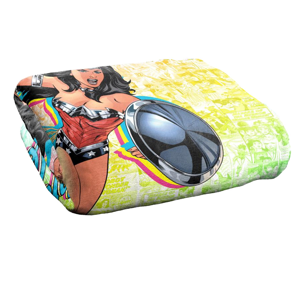 Multicoloured - Back - Wonder Woman Silky Comic Supersoft Blanket