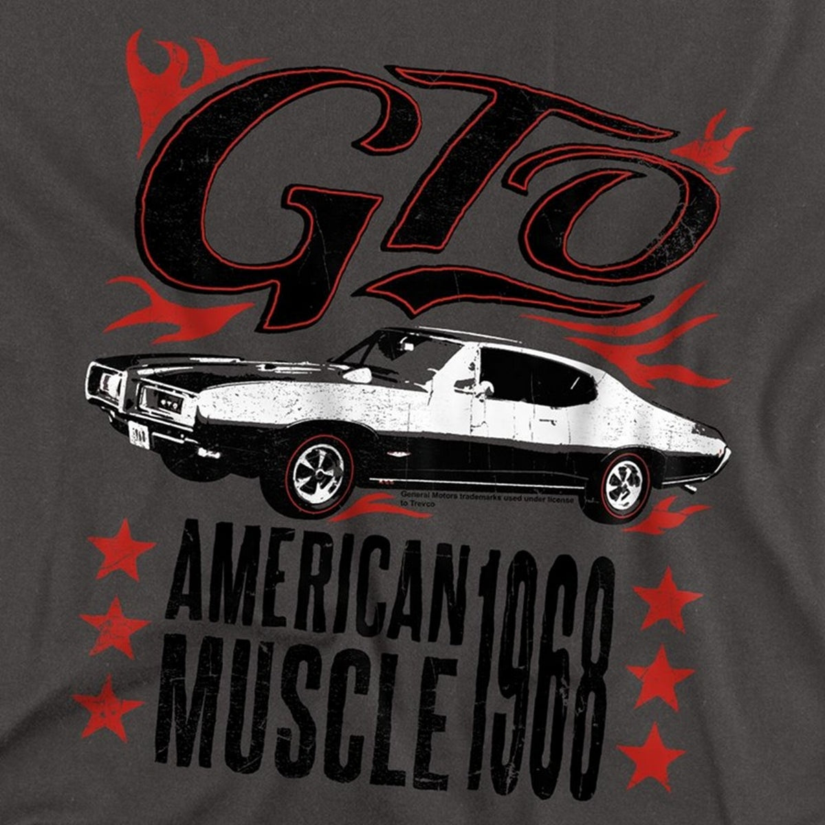 Charcoal - Side - Pontiac Unisex Adult GTO Flames Long-Sleeved T-Shirt