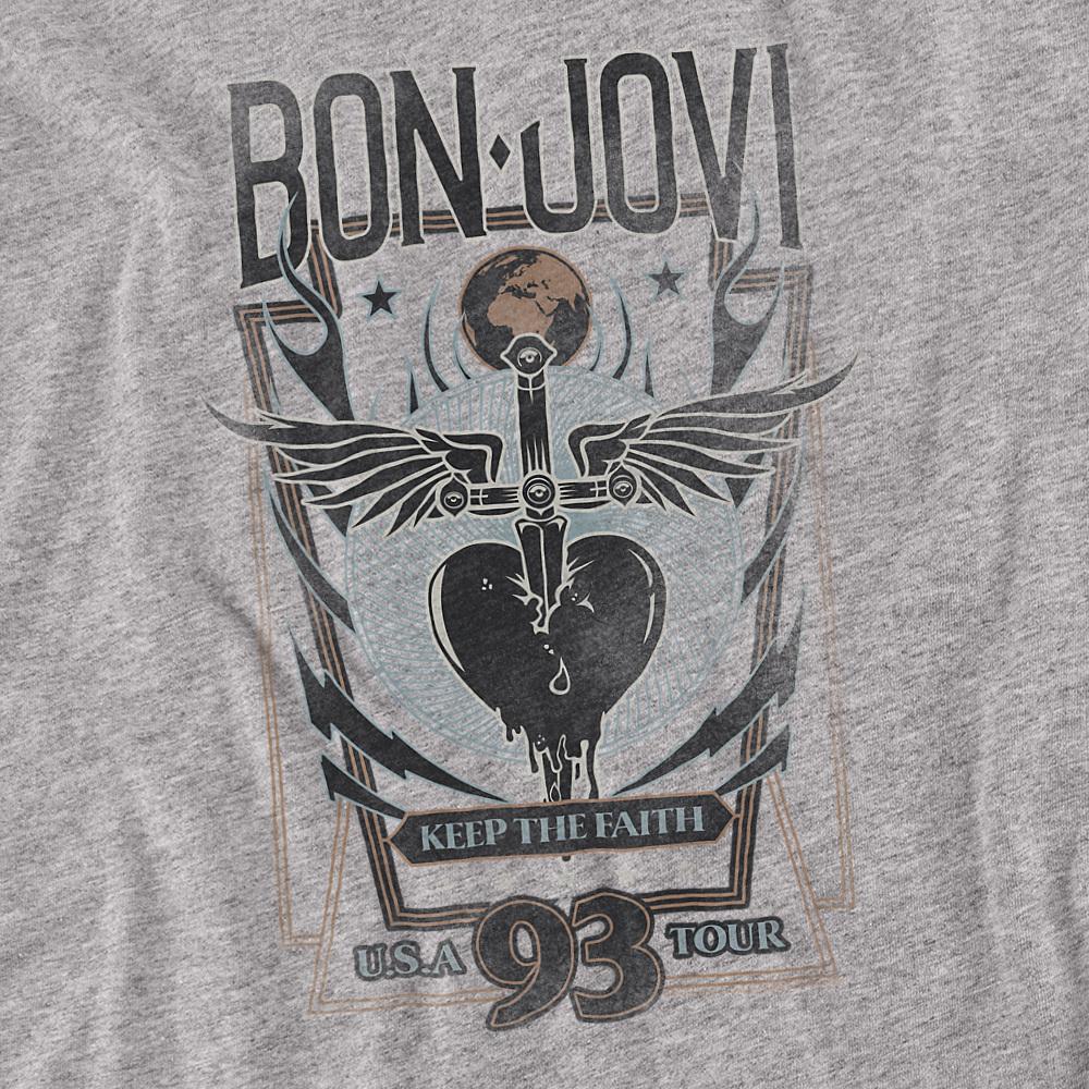 Athletic Heather - Side - Bon Jovi Unisex Adult Keep The Faith T-Shirt