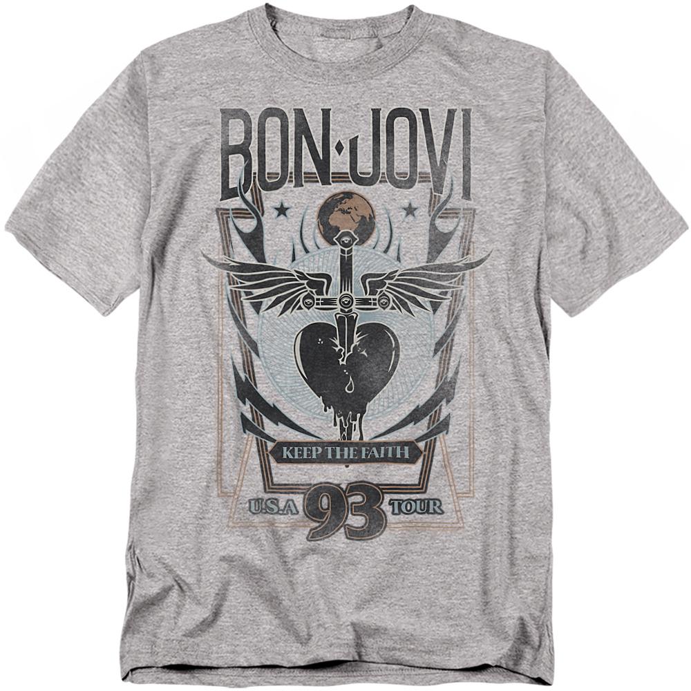 Athletic Heather - Front - Bon Jovi Unisex Adult Keep The Faith T-Shirt