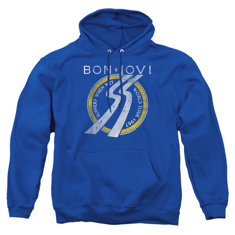 Royal Blue - Front - Bon Jovi Unisex Adult Slippery When Wet World Tour Hoodie
