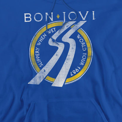 Royal Blue - Side - Bon Jovi Unisex Adult Slippery When Wet World Tour Hoodie