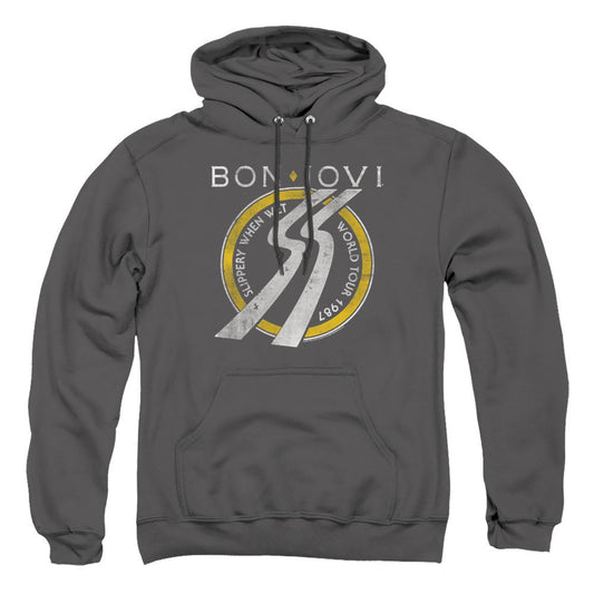 Charcoal - Front - Bon Jovi Unisex Adult Slippery When Wet World Tour Hoodie