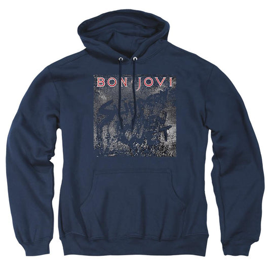 Navy - Front - Bon Jovi Unisex Adult Slippery Cover Hoodie
