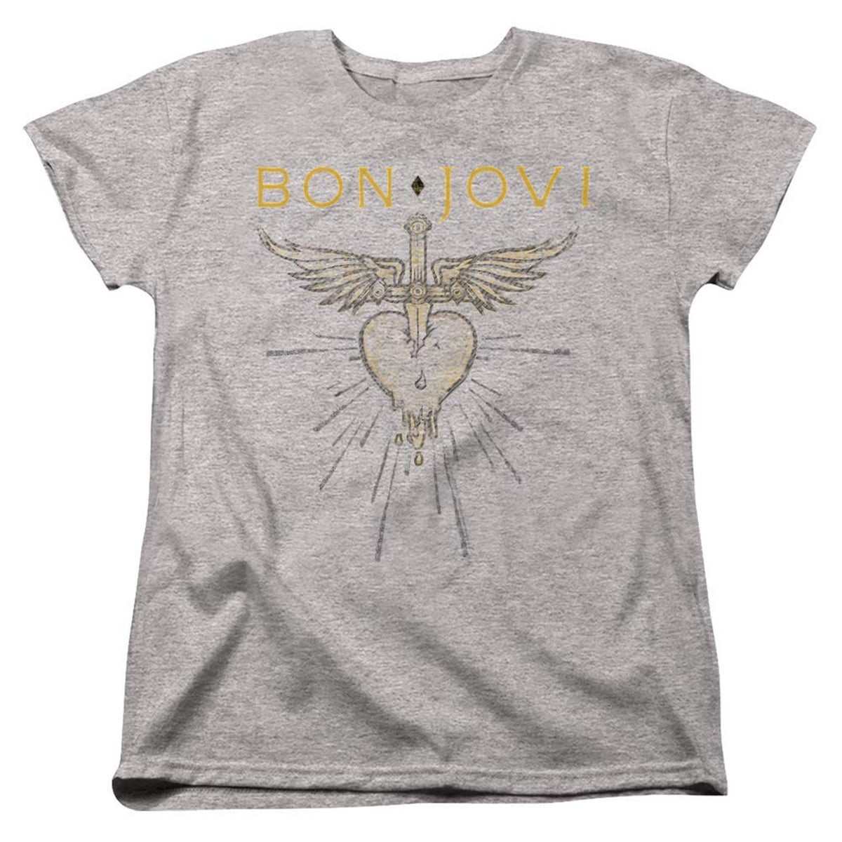 Athletic Heather - Front - Bon Jovi Womens-Ladies Greatest Hits Heather T-Shirt