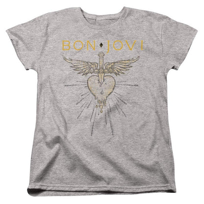 Athletic Heather - Front - Bon Jovi Womens-Ladies Greatest Hits Heather T-Shirt