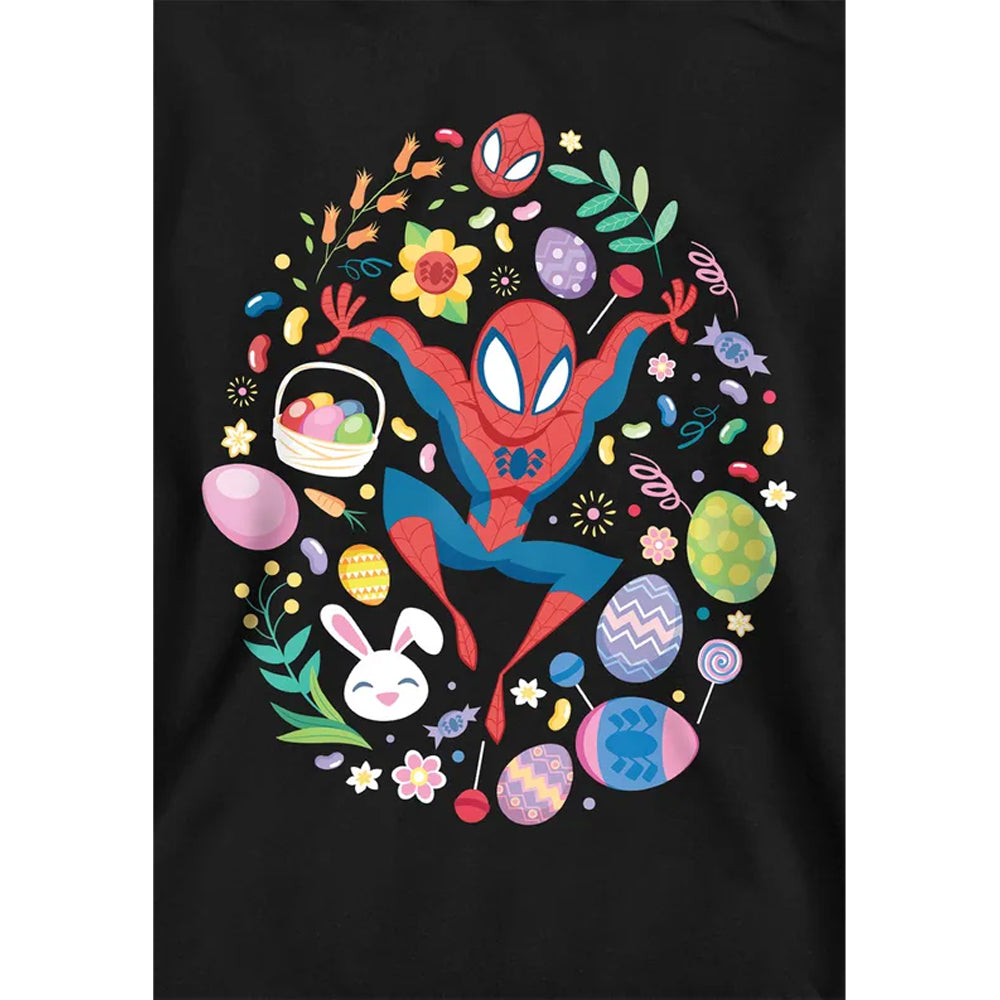 Black - Side - Spider-Man Childrens-Kids Circle Easter Hoodie