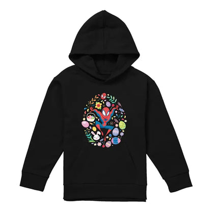 Black - Front - Spider-Man Childrens-Kids Circle Easter Hoodie