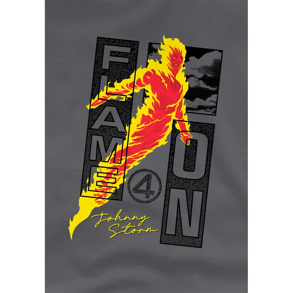 Light Graphite - Side - Fantastic Four Unisex Adult Flame On Johnny Storm Trend Long-Sleeved T-Shirt
