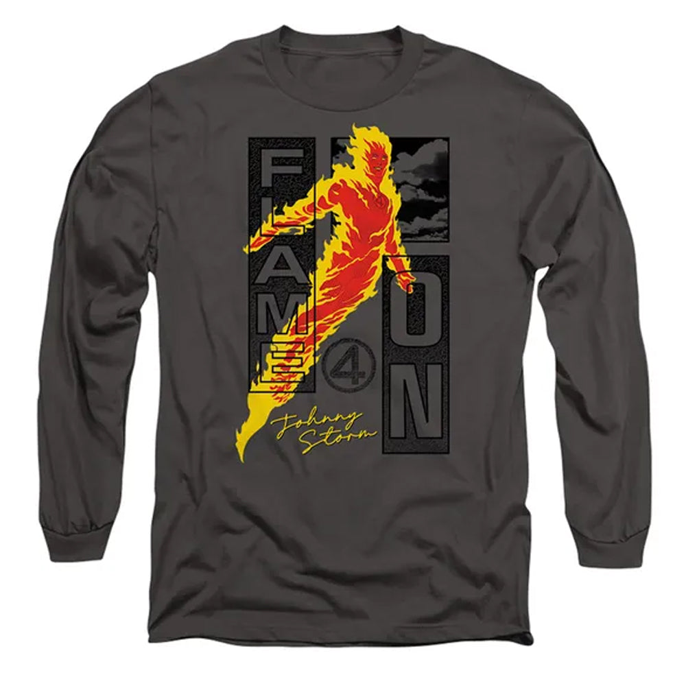 Light Graphite - Front - Fantastic Four Unisex Adult Flame On Johnny Storm Trend Long-Sleeved T-Shirt