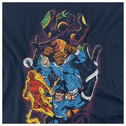Navy - Side - Fantastic Four Unisex Adult Cosmic Heroes & Villains Long-Sleeved T-Shirt