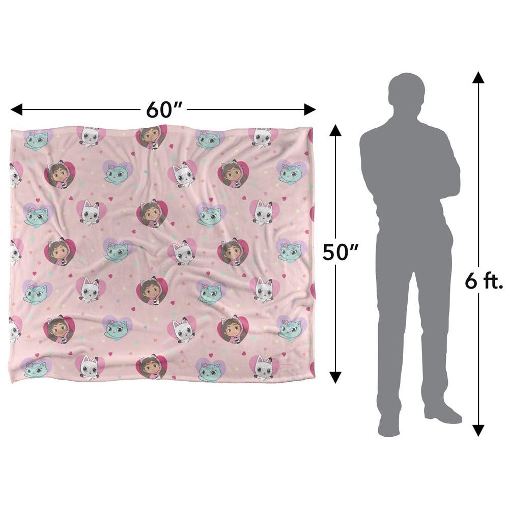 Multicoloured - Pack Shot - Gabby´s Dollhouse Silky Hearts Pandy Paws Supersoft Blanket