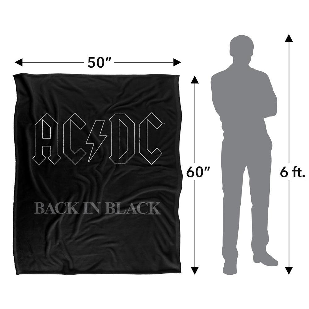 Black-Grey - Pack Shot - AC-DC Back In Black Silky Supersoft Blanket