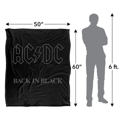 Black-Grey - Pack Shot - AC-DC Back In Black Silky Supersoft Blanket