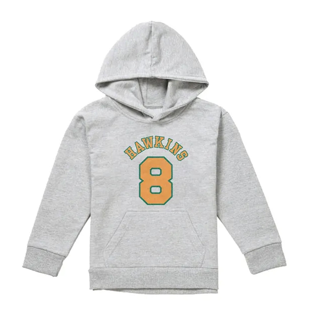 Athletic Heather - Front - Stranger Things Childrens-Kids Hawkins No 8 Hoodie