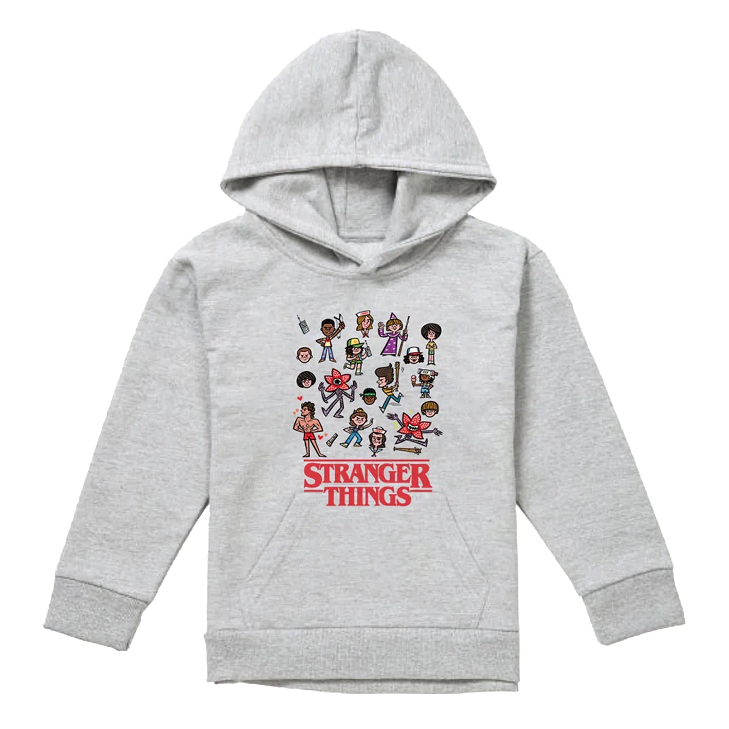 Athletic Heather - Front - Stranger Things Childrens-Kids Cartoon Character Hoodie