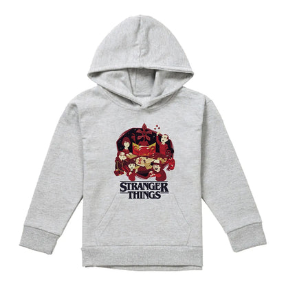 Athletic Heather - Front - Stranger Things Childrens-Kids Board Game Hoodie