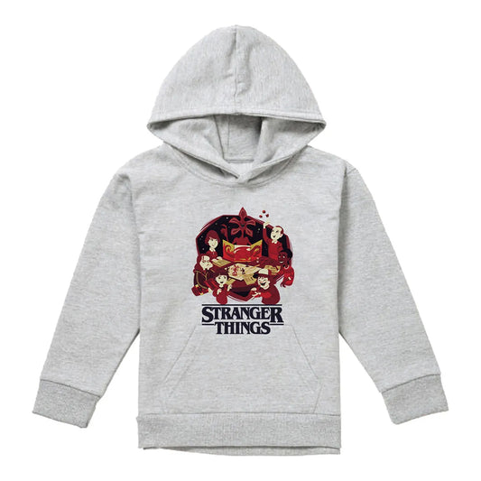Athletic Heather - Front - Stranger Things Childrens-Kids Board Game Hoodie