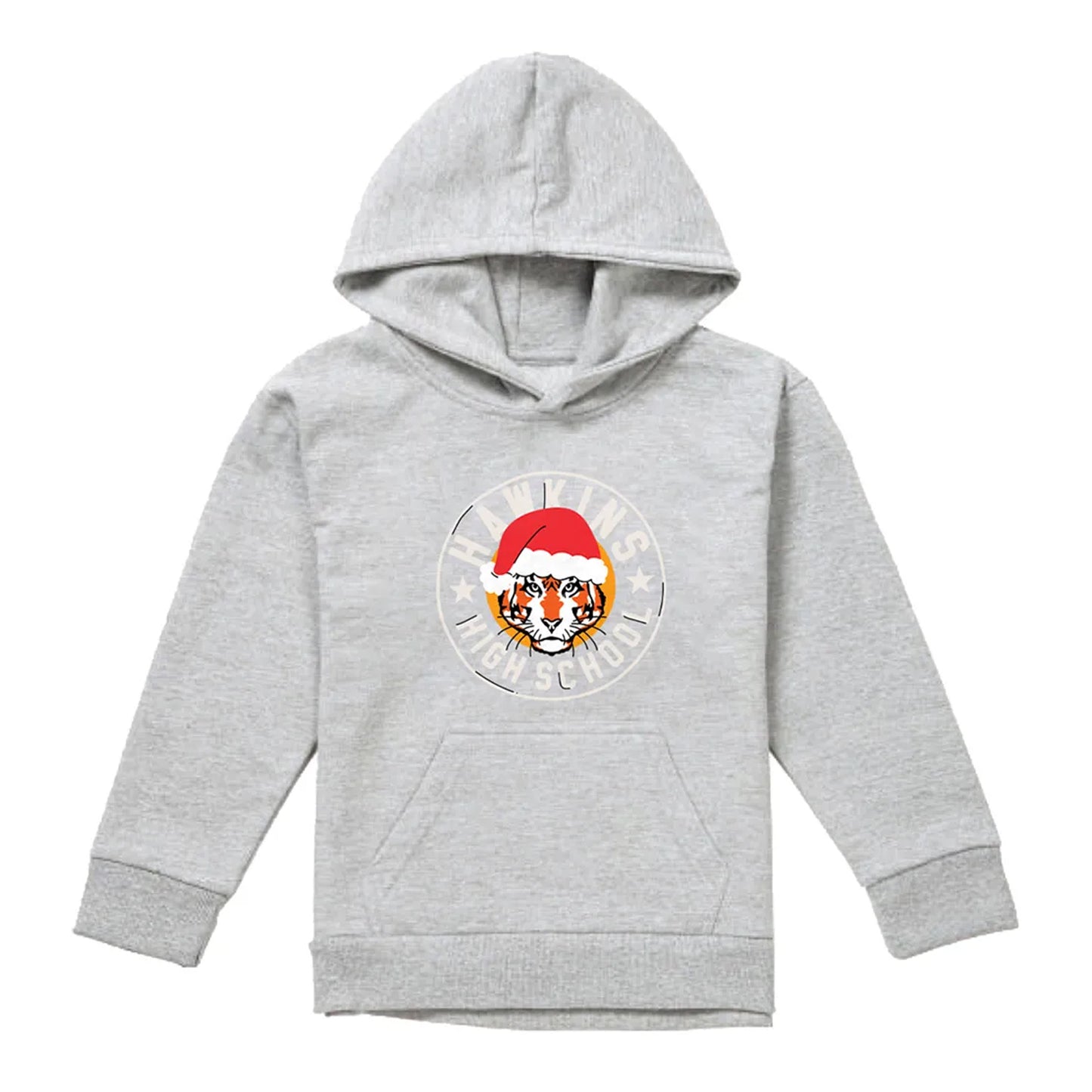 Athletic Heather - Front - Stranger Things Childrens-Kids Hawkins Badge Christmas Hoodie