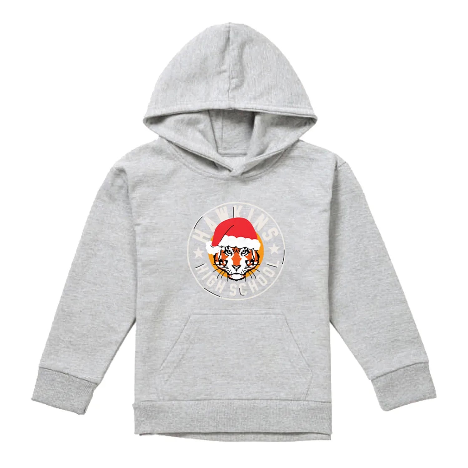 Athletic Heather - Front - Stranger Things Childrens-Kids Hawkins Badge Christmas Hoodie