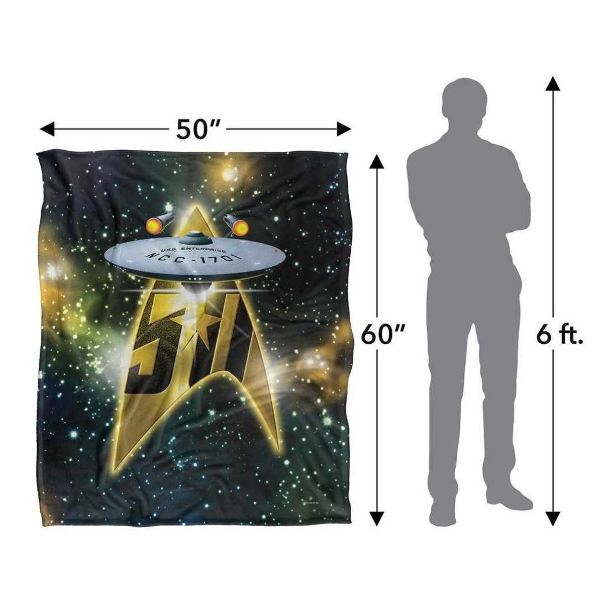 Black-Gold - Lifestyle - Star Trek Silky Ship 50th Supersoft Blanket