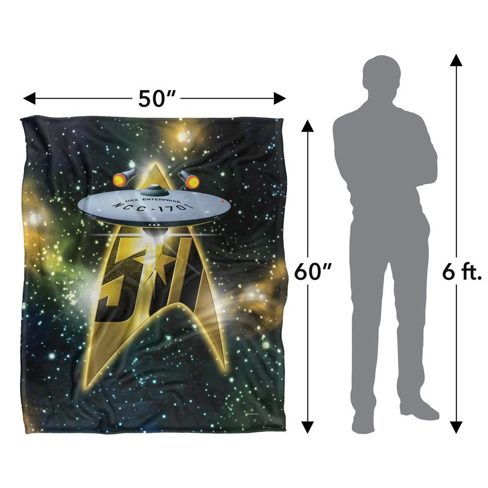 Black-Gold - Pack Shot - Star Trek Silky Ship 50th Supersoft Blanket
