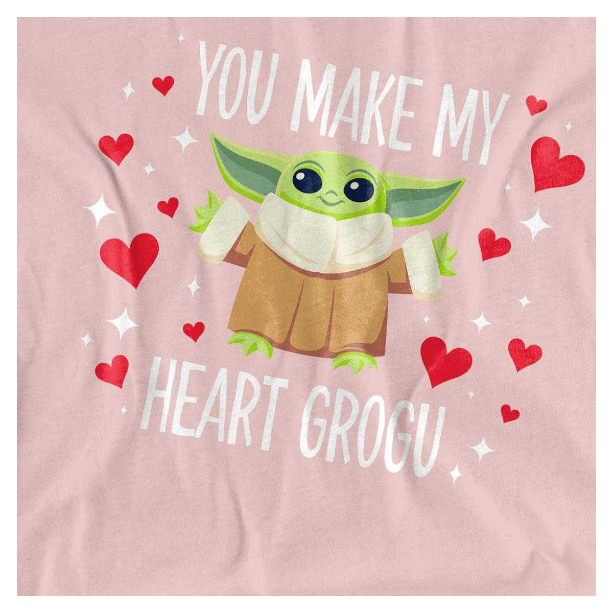 Pink - Side - Star Wars Womens-Ladies You Make My Heart Grogu T-Shirt