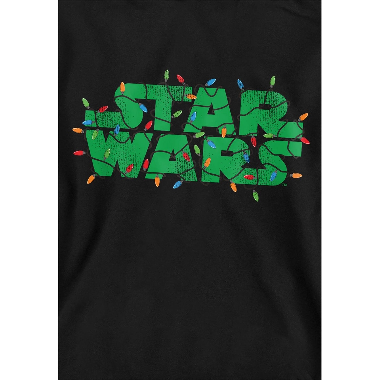 Black - Side - Star Wars Childrens-Kids Christmas Lights Logo Hoodie