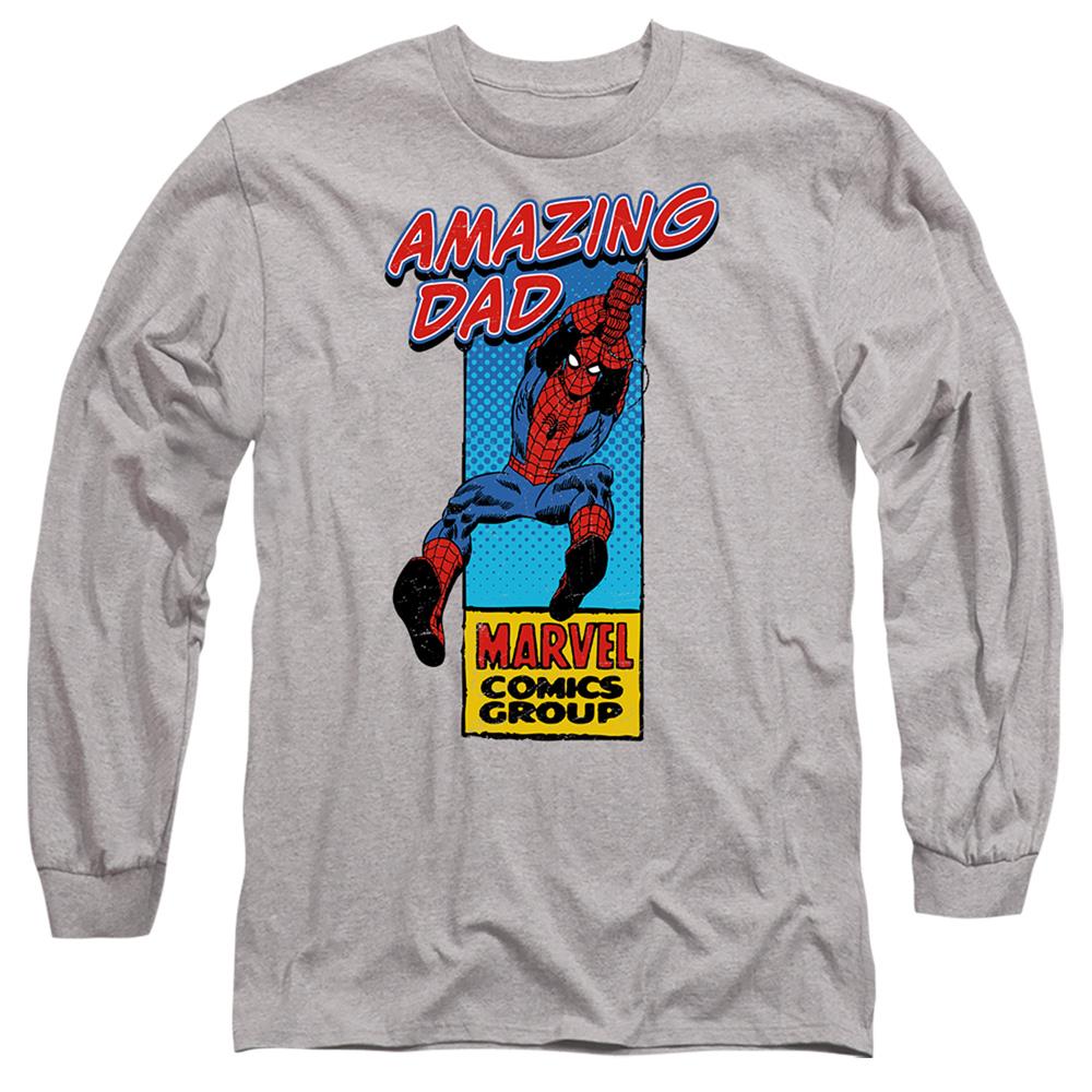 Heather Grey - Front - Marvel Comics Mens Amazing Dad Spider-Man Corner Box Heather Fathers Day T-Shirt