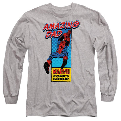 Heather Grey - Front - Marvel Comics Mens Amazing Dad Spider-Man Corner Box Heather Fathers Day T-Shirt