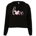 Black - Front - Disney Womens-Ladies Love Mickey Crop Hoodie