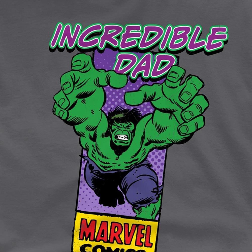 Charcoal - Side - Marvel Comics Mens Incredible Dad Hulk Corner Box Fathers Day T-Shirt