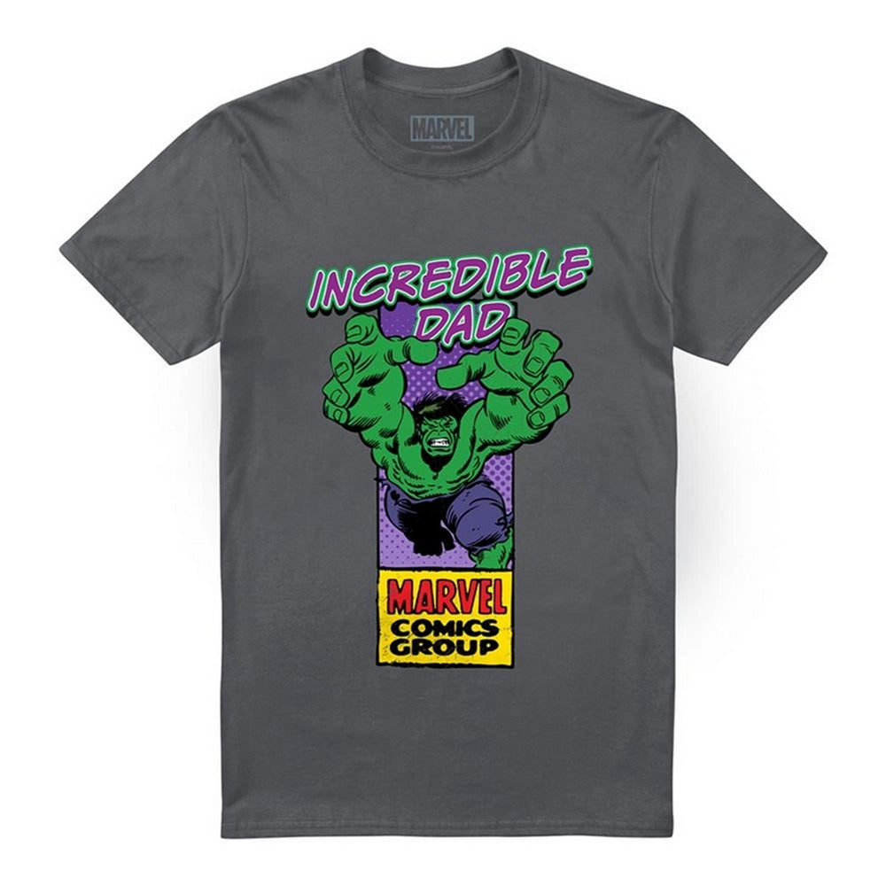 Charcoal - Front - Marvel Comics Mens Incredible Dad Hulk Corner Box Fathers Day T-Shirt