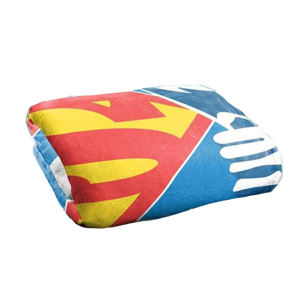 Blue-White - Back - Superman Silky Chest Logo Supersoft Blanket