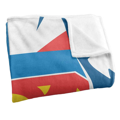 Blue-White - Side - Superman Silky Chest Logo Supersoft Blanket