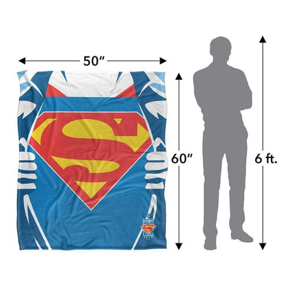 Blue-White - Lifestyle - Superman Silky Chest Logo Supersoft Blanket