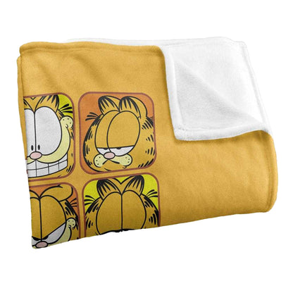 Yellow-White - Side - Garfield Silky Faces Supersoft Blanket
