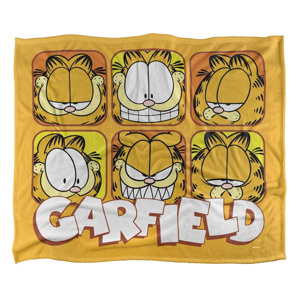Yellow-White - Front - Garfield Silky Faces Supersoft Blanket