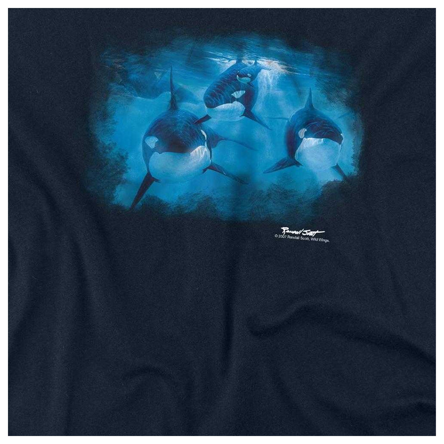 Navy - Side - Wild Wings Unisex Adult Pod Of Orcas T-Shirt