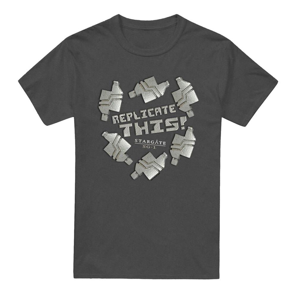 Charcoal - Front - Stargate SG-1 Unisex Adult Replicate This T-Shirt