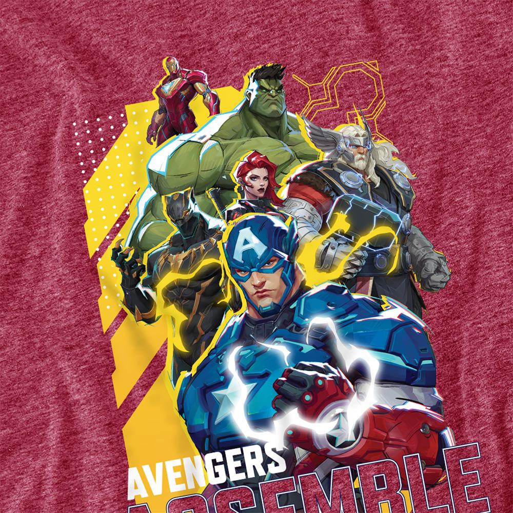 Heather Red - Side - Marvel Rivals Unisex Adult Assemble Avengers Heather T-Shirt