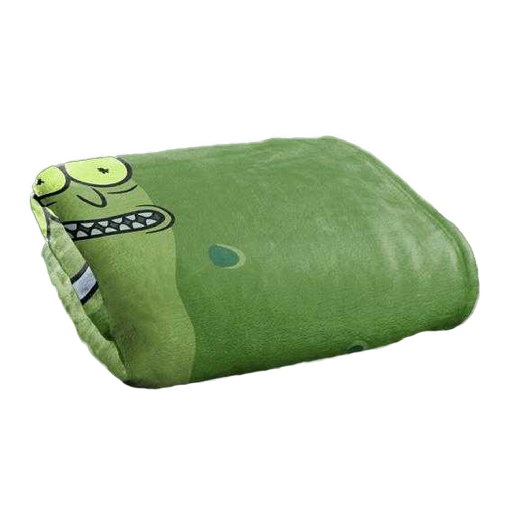 Green - Back - Rick And Morty Silky Pickle Rick Supersoft Blanket